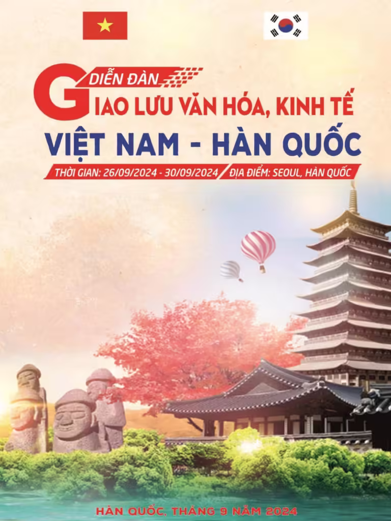 Diễn đàn giao lưu văn hoá, kinh tế Việt Nam – Hàn Quốc và Lễ Vinh danh Thương hiệu, Sản phẩm, Dịch vụ tiêu biểu Châu Á 2024 sẽ được tổ chức vào ngày 29 tháng 9 năm 2024 tại thủ đô Seoul, Hàn Quốc.
